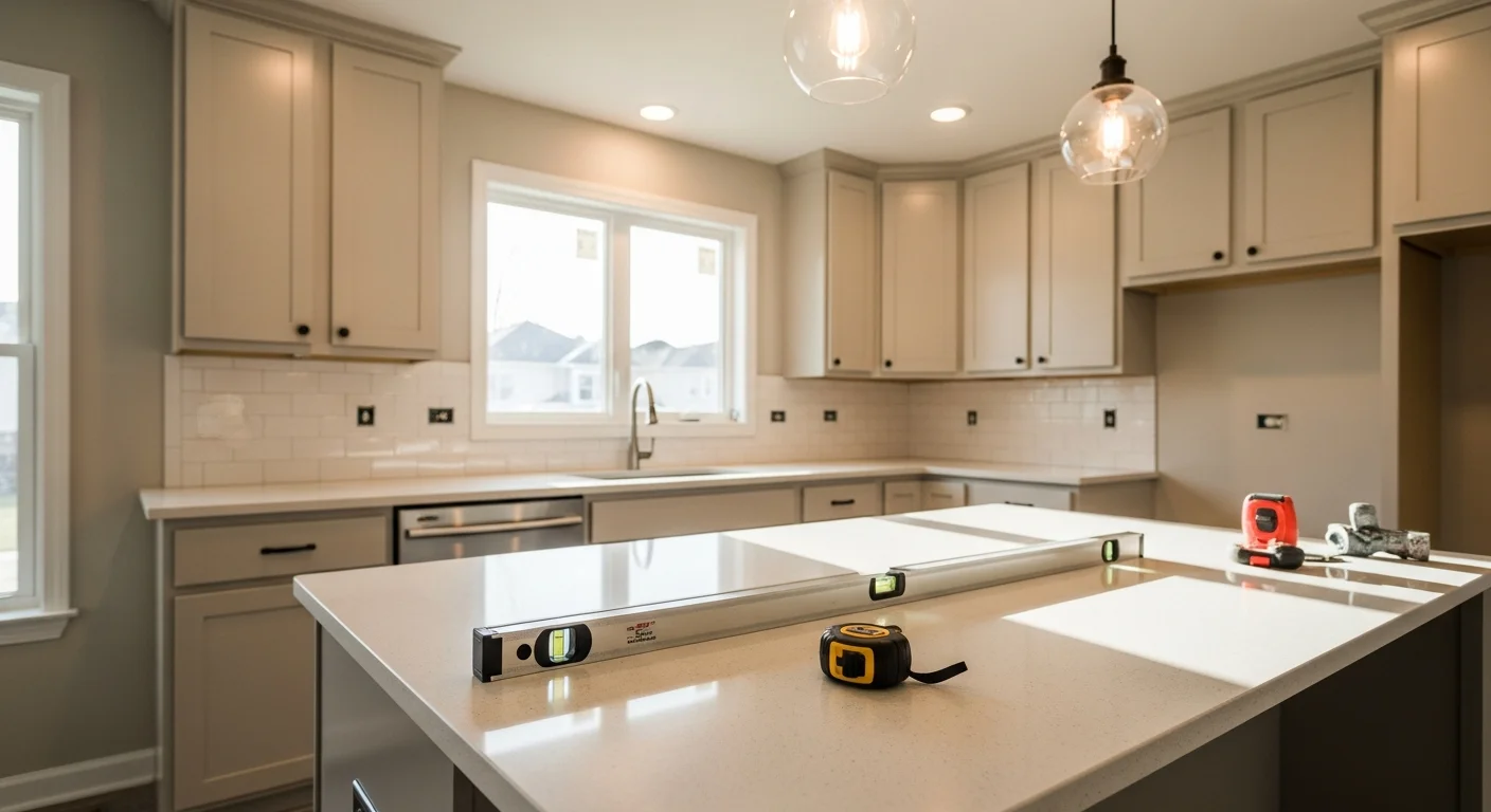 Modern kitchen with custom cabinets and granite countertops