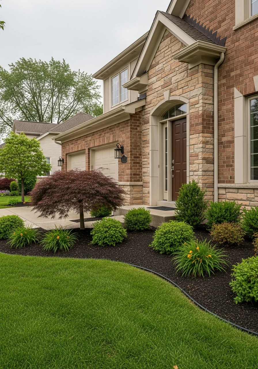 Detailed view of an Orland Park home's exterior with quality finishes and landscaping.